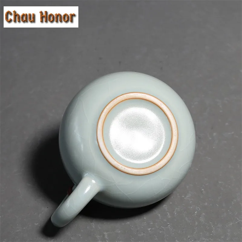 220ml Handmade Azure Ceramic Teapot Ru Kiln Xishi Tea Pots Gracked Glaze Porcelain Kung Fu Pu'er Tea Master Pot Household Teaset