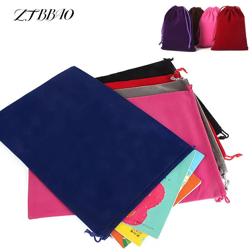 1 pz borsa con coulisse in velluto colorato grande capacità morbida con coulisse facile da trasportare strumento per il trucco