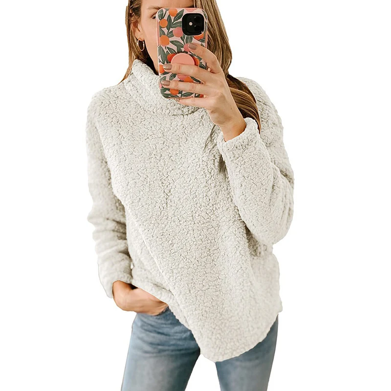 Autumn Winter Vintage Harajuku Turtleneck Sweatshirt Lady All Match Thick Fashion Female Clothes Solid Long Sleeve Tops Women