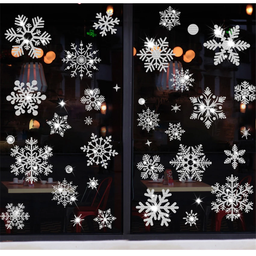 New Year Christmas Glitter Snowflake Wall and Window Stickers, wall stickers,window stickers