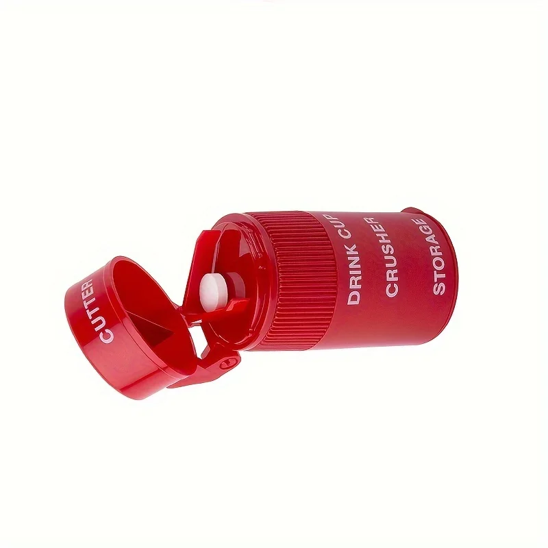 2-in-1 Pill Crusher and Grinder with Stainless Steel Blade and Removable Drinking Cup