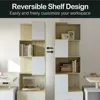 71" Tall Bookcase, Reversible Modern Bookshelf DIY Design with Baffle, L Shaped Freestanding Wood Corner Display Rack for Home O 3