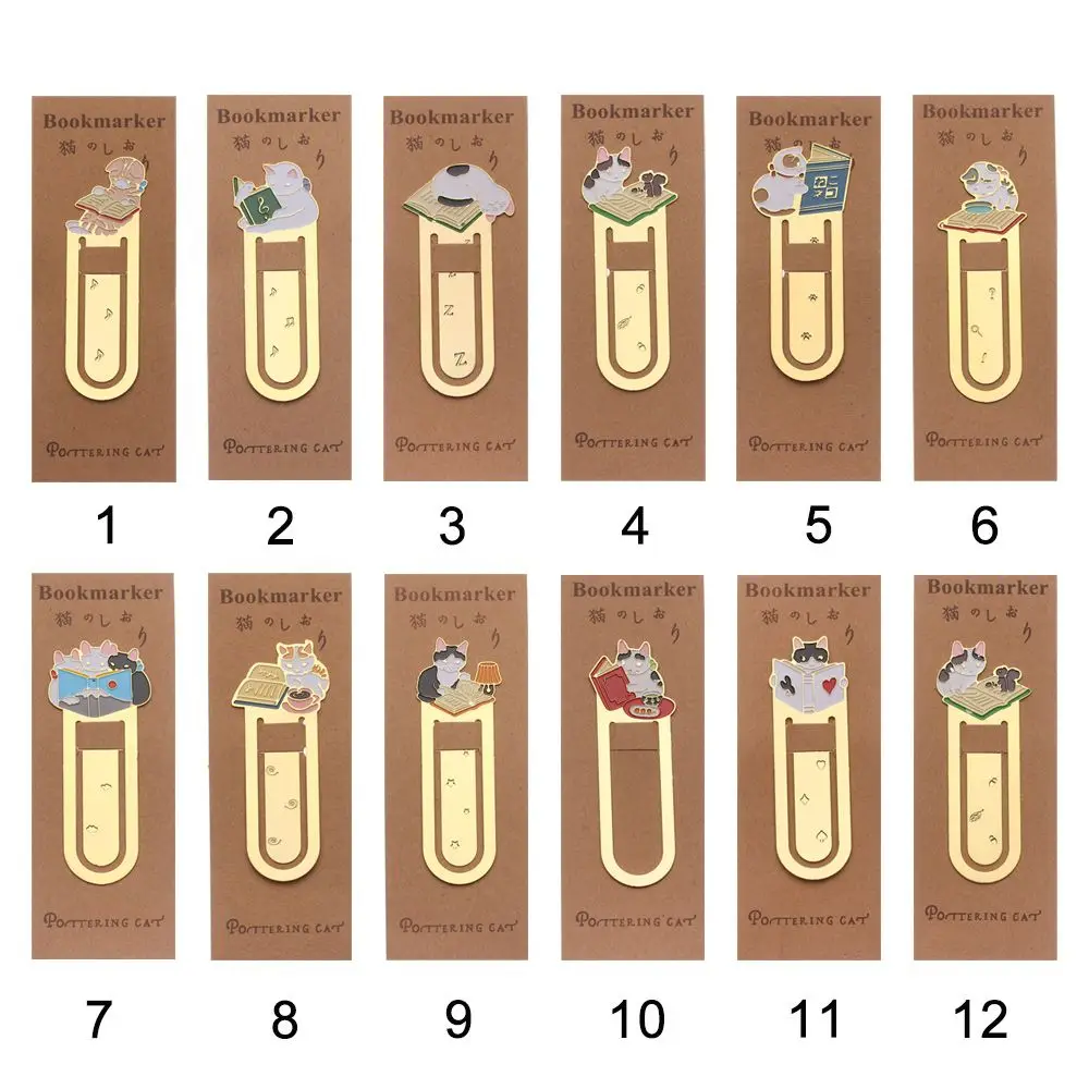 School Supplies Gold-plated Cartoon Book Folder Bookmark Label Cute Cats