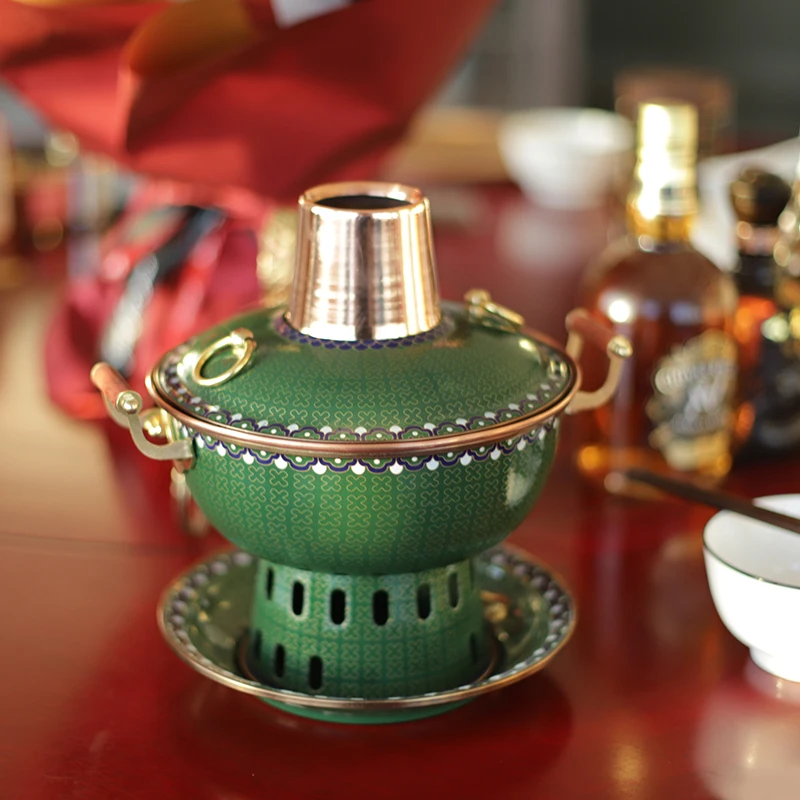 ChineseHotPotAlcoholSmallCopperHotPotShabuMeatSingleHotPot