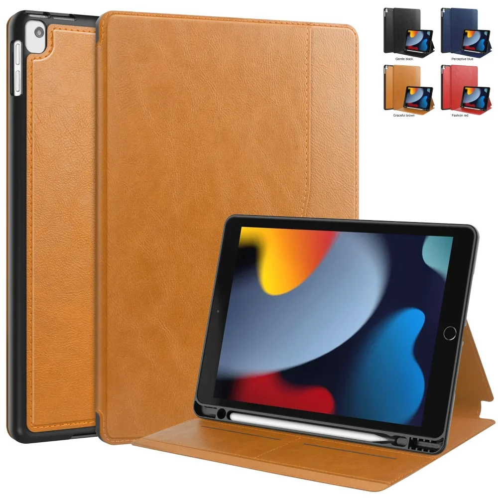 Magnetic Flip Business PU Leather iPad Case with Pen Holder