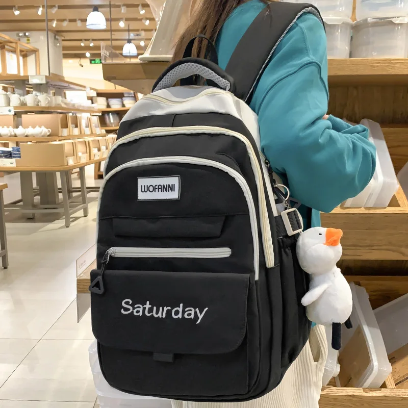 Fashion Women Green Laptop Bags High Capacity Student Lady Cute Book Backpack Female Travel Nylon School Bag College Girl Trendy 3