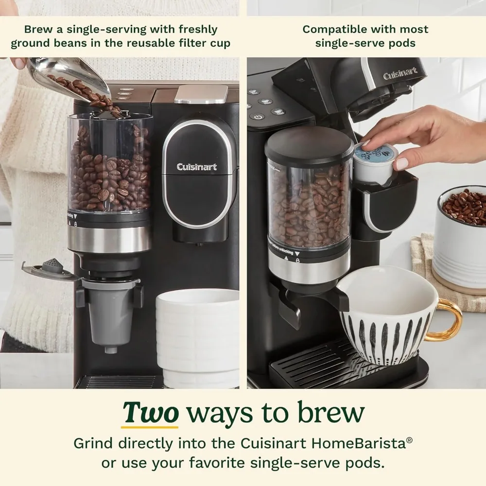 Single Serve Coffee Maker + Coffee Grinder, 48-Ounce Removable Reservoir, Black, DGB-2 3