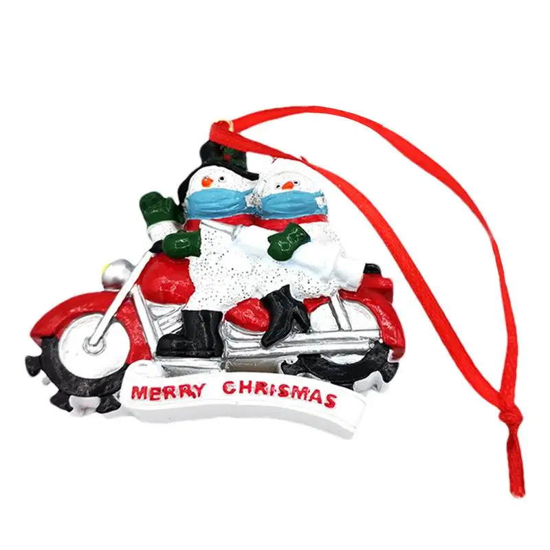 

Christmas Decor Motorcycle Snowman Tree Hang Decor Ornament Resin Merry Christmas Ornament For Rear View Mirror Car Decoration