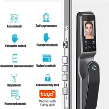 Wi fi tuya biométrico de impressão digital facial reconhecimento palmeira cartão impressão senha chave casa inteligente fechadura da porta sistema controle acesso