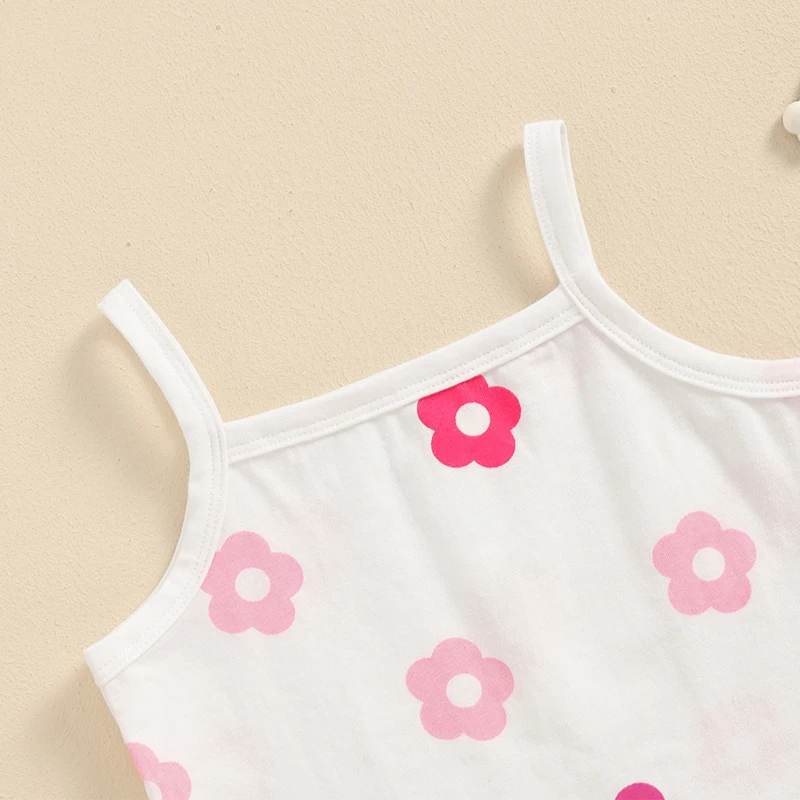 

Baby Girl 2Pcs Summer Outfits Sleeveless Floral Print Tank Tops Button Shorts Set Infant Clothes