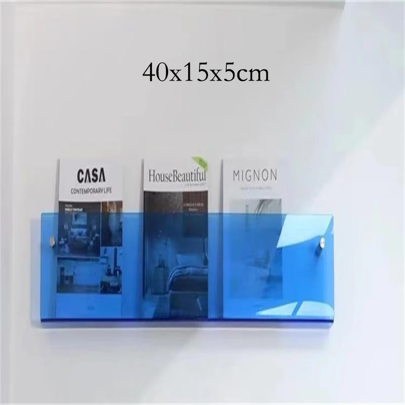Acryl tijdschriftenhouder wandhouder 2-pack, wachtkamer voor thuiskantoor helder hangende boekenplank/rek voor recordbrochure literatuuropslag, hangende bestandsorganizer (kleur: helder, maat: L 120