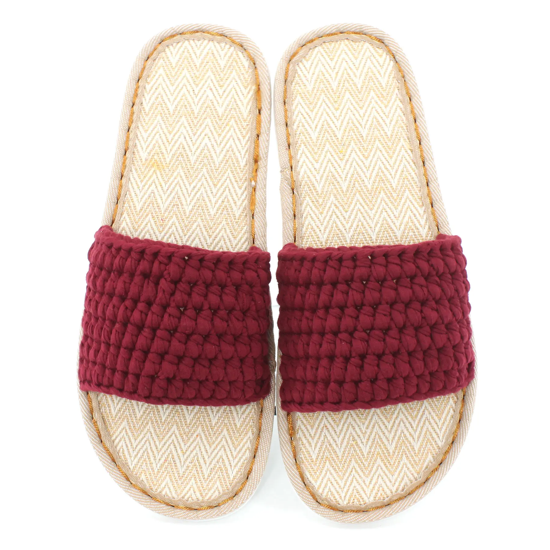 Men's and Women's Hand-made Cotton Crocheted Slippers With Linen Sole Rasta Jamaican