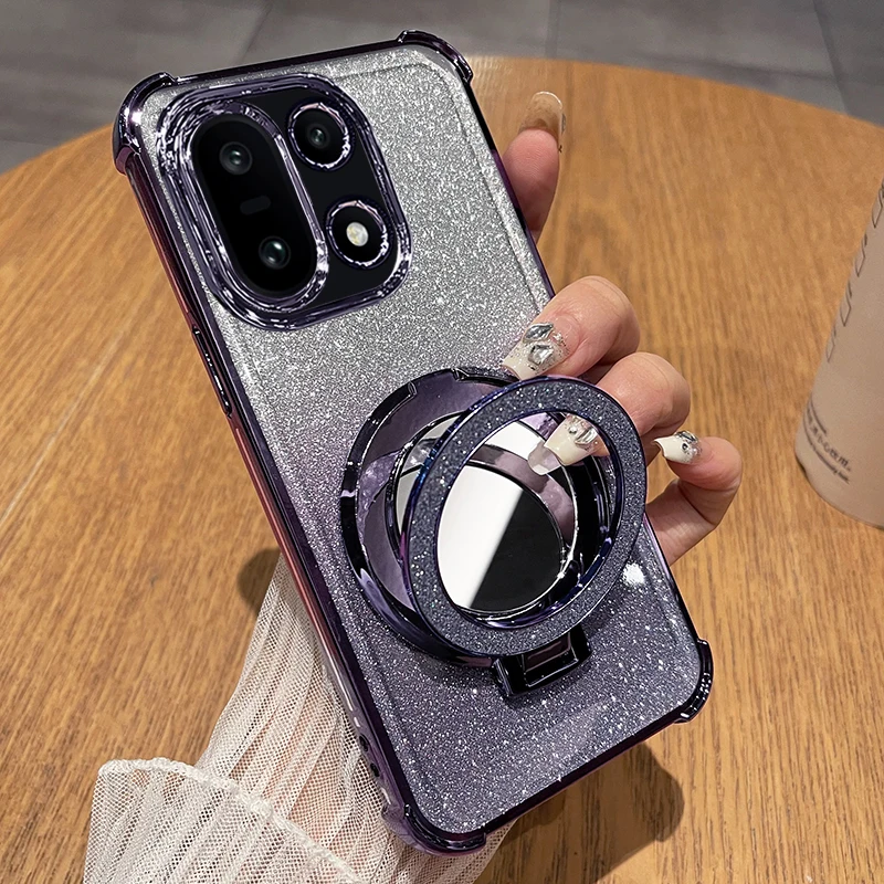Shockproof Glitter Silicone Holder Case with Ring Stand