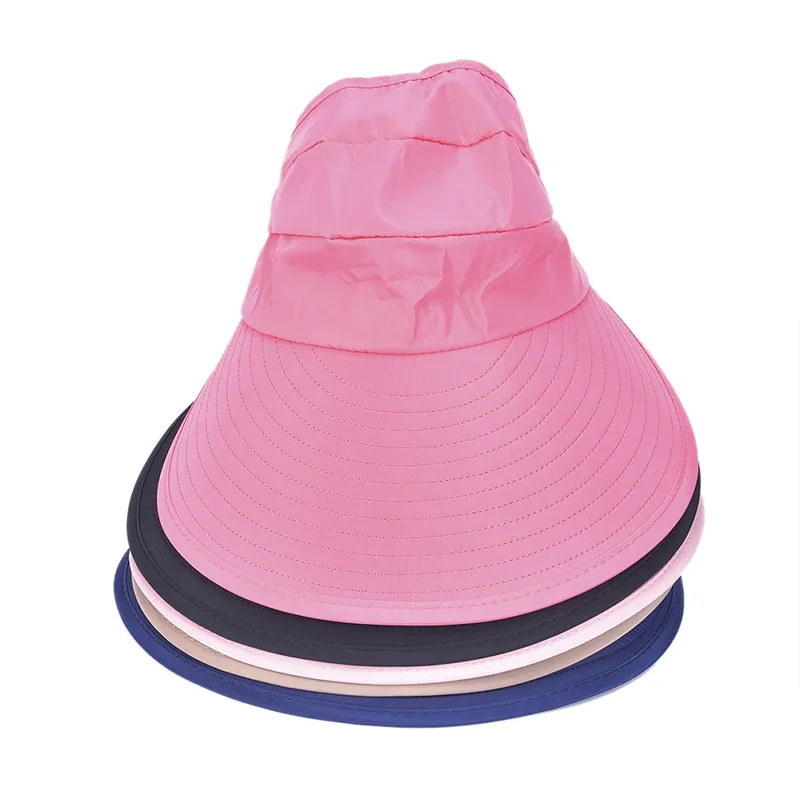Summer Sun Protection Folding Sun Hat For Women Wide Brim Cap Ladies Beach Visor Hat Girl Holiday UV Protection