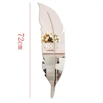 Acrylic Mirror Wall Sticker Large Waterproof Feather Plume for Living Room Home Decor Vinyl Decal DIY Sticker Mural Decoration 6