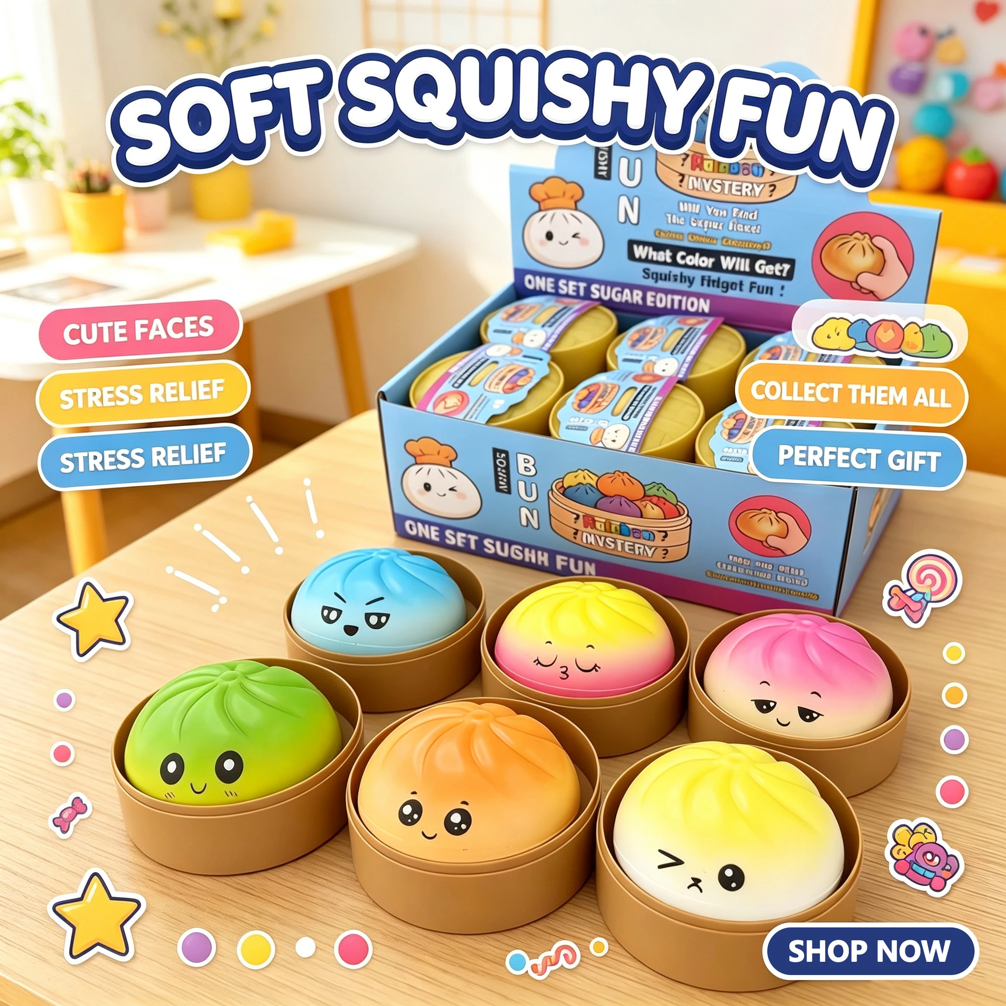 Colorful Dumpling Squishies: Cute Slow Rising Stress Relief Toy