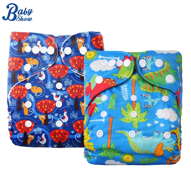 Babyshow 2024 Washable Reusable Baby Diaper Ecological Adjustable Real Pocket Nappy Fit 0-2year 3-15kg 2pcs Cloth Diapers