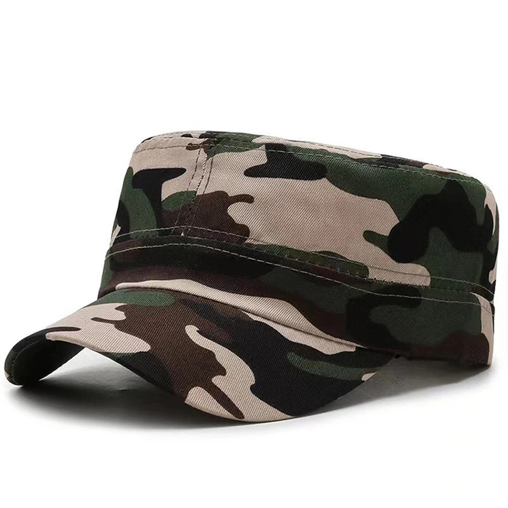 Classic Men Hats Unisex Flat Baseball Cap Camouflage Fishing Hat Peaked Cap Fashion Soldier Hat with Red Star