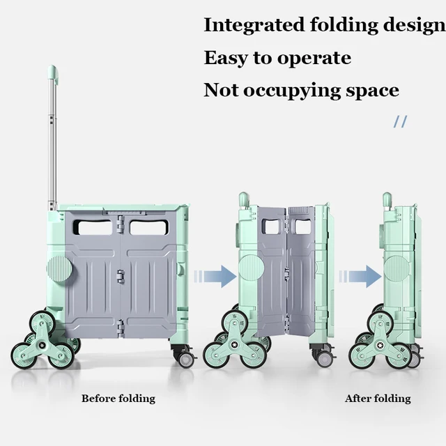 Új Frissítés Hordozható Hajtogató Bevásárlókosár Háztartás 75L Kemping Piknik Kocsi 8 Kerekek Hegymászó Kosár - Image 6