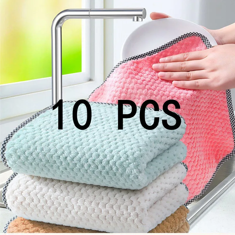 6PCS Cotton Kitchen Tea Towels Absorbent Lint Free Catering Restaurant Cloth  Dish Towels Cleaning Cloth Kitchen Cleaning Towel - AliExpress