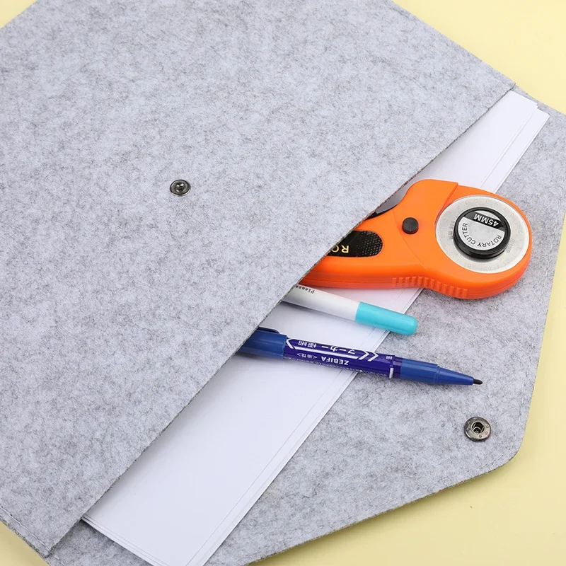 File Folder Organizer TLKKUE A4/A5 Multifunctional Felt File Bag Large Capacity Button Design Envelope Document Storage Bag DIY Handmade Craft Tools