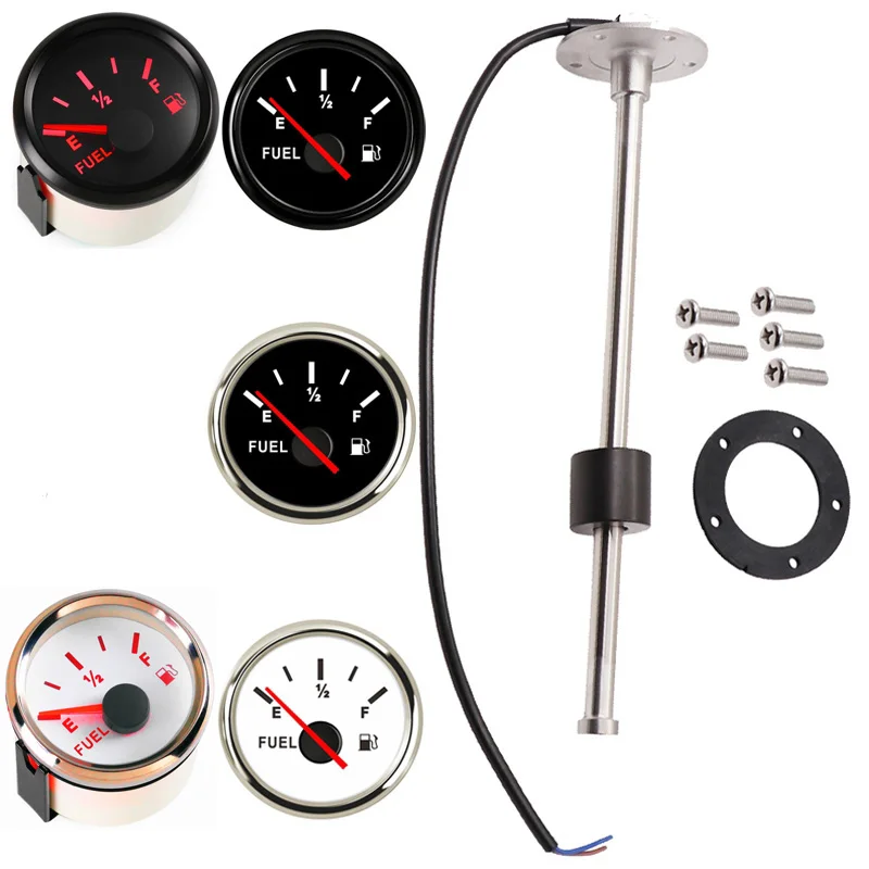 

240-33ohm Auto 52mm Fuel Level Gauges 0-190ohm Boat Oil Level Sensors 100 150 200 250 300 350 450mm Senders with Red Backlight