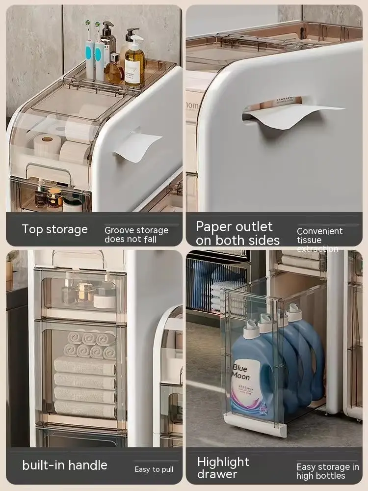 Bathroom Storage Cabine Narrow Tall Cabinet Storage Waterproof Coner Shelf  Waterproof Toilet Paper Storage Bathroom Organizer