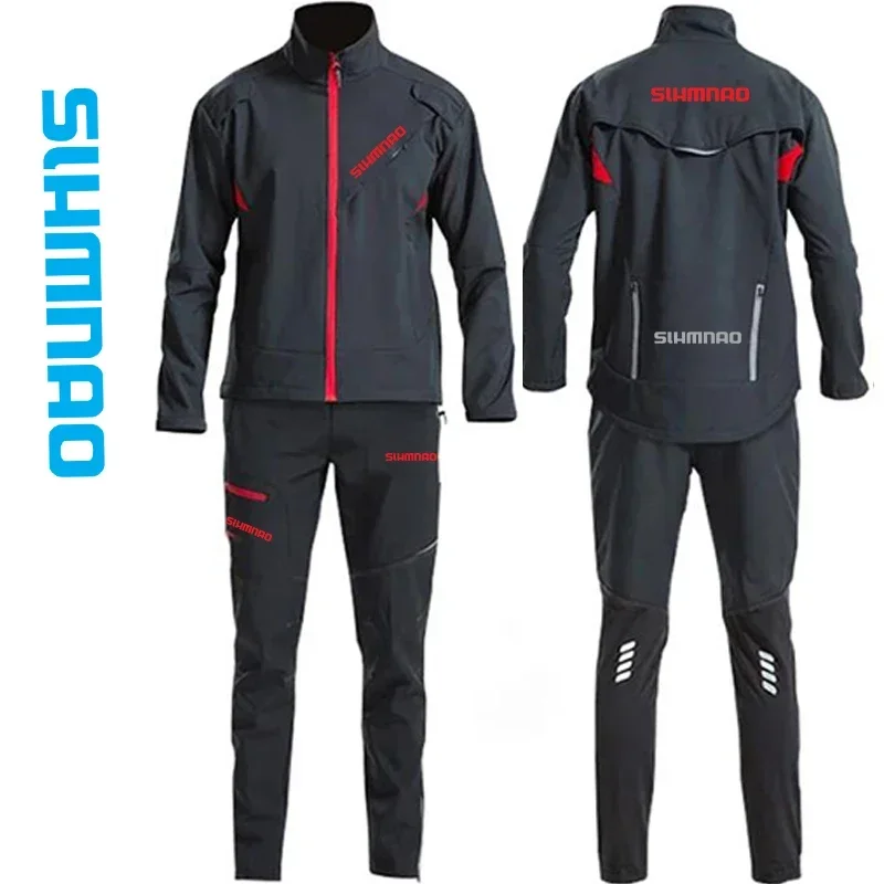 Cycling Clothing Set Men's Winter Windproof Camping Jacket Fishing Pants Thick Fishing Pants Warm Waterproof Clothes