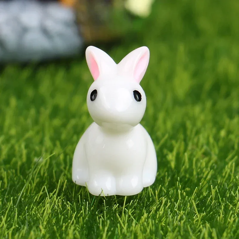 10/20/50PCS Mini Resin Bunnies Miniature Figures 3D Little White Rabbit Ornament Micro Landscape Dollhouse Decoration Diy Crafts 5