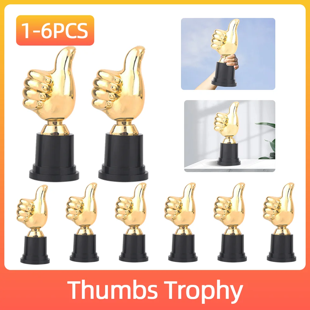 5in High Thumbs Up Trophy Football Plastic Trophy Encouragement Mini Victory Trophies Award Prize For Home Desktop Decor Plastic trophy toys, 1-6pcs