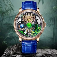 Montres PINDU à cadran panda tridimensionnel pour hommes, montres mécaniques entièrement automatiques de luxe haut de gamme, transparentes et ajourées 6