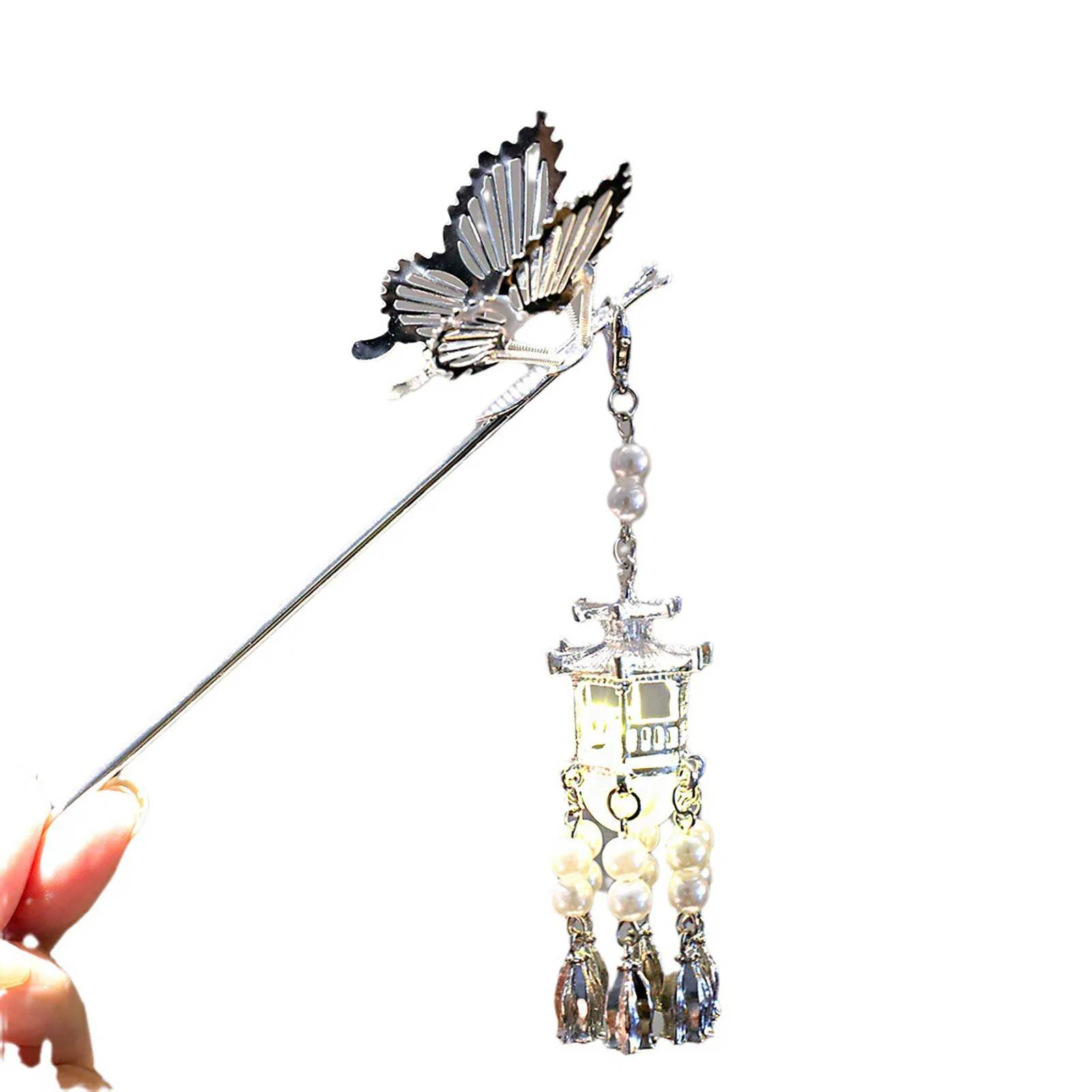 

Fringe Hairpin Hair Jewelry Butterfly Decor Lantern Pendant Ladies Headdress for Cosplay Party Chinese Cloth Cheongsam
