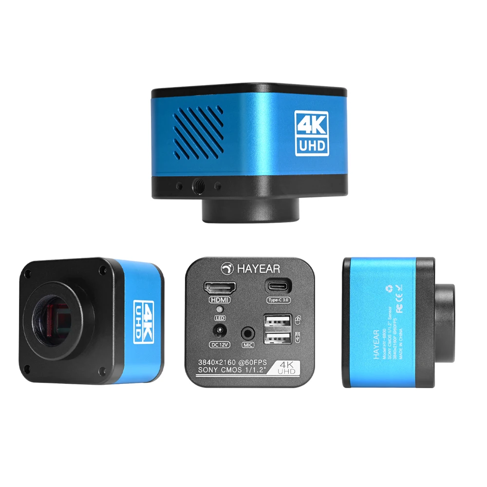 Hayear 4K 60FPS IMX585 센서 UHD 측정 디지털 전자 현미경 카메라 8MP HDMI USB Type-C 3.0 SMT 납땜 연구소용