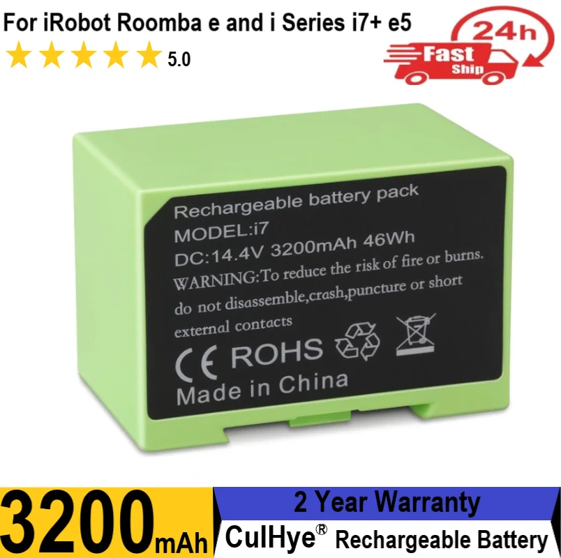 I7 14.4V 3200mAh i7 Battery Replacement for iRobot Roomba e and i Series i7+ e5 7150 7550 i3 3150 i3+ 3550 i4 4150 i4+ 4624864