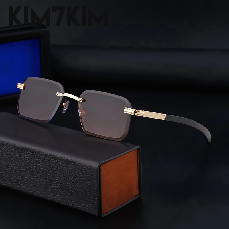 

Vintage Square Sunglasses For Men Women Rimless Luxury Brand Designer 2024 Trends Goggle Eyewear Classic Stylish Sun Glass UV400