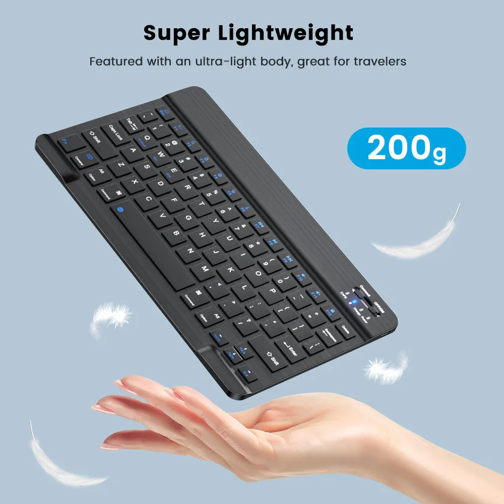 10 Inch Bluetooth Keyboard for IPad Android Tablet Smart Phone Ultra-thin External Charging Wireless Keypad