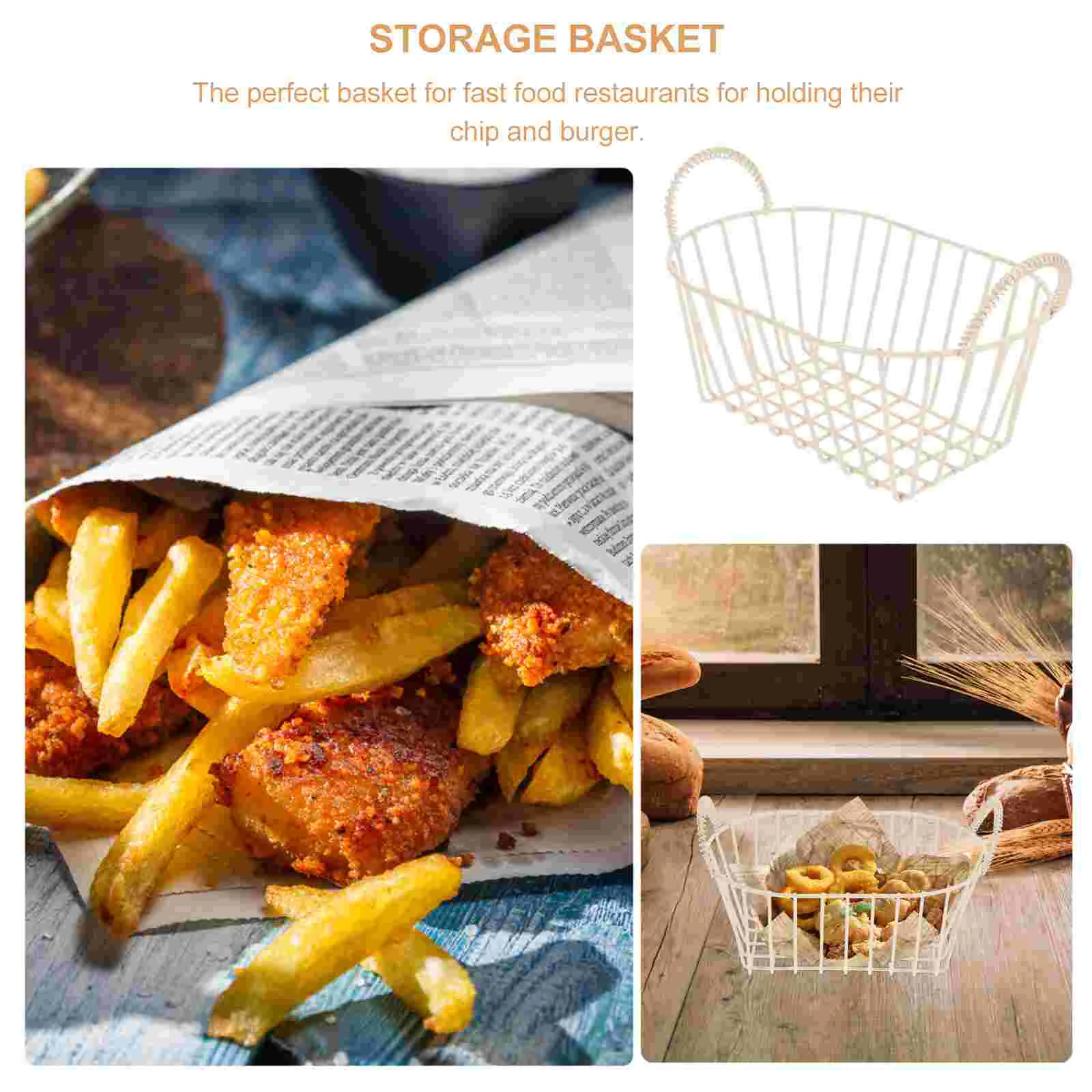 Iron Snack Basket Wire Baskets for Storage Small Desktop Metal Fruit Vegetable Bread Serving Loaf