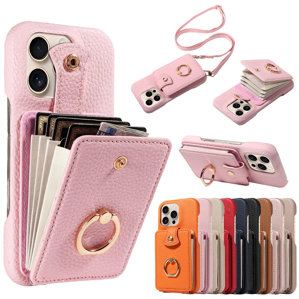 Fashionable Leather Multi-Card Wallet Stand Phone Case - Portable & Multifunctional Protective Cover
