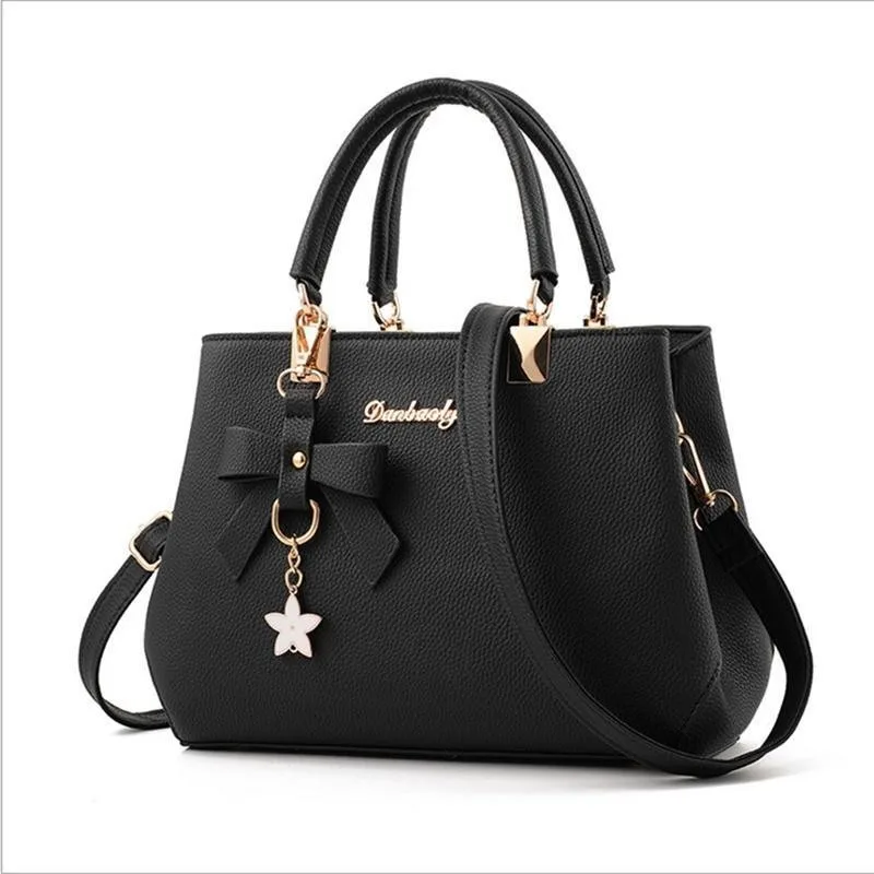 Yogodlns Elegant Women Messenger Bags with flower pendant Office Ladies Totes Pure Leather Handbag for female Crossbody Shoulder 2