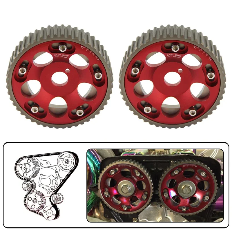Cam Gear Pulley Kit,2PCS Adjustable Cam Gears Pulley For Toyota Supra JZA80 1JZ 2JZ Soarer