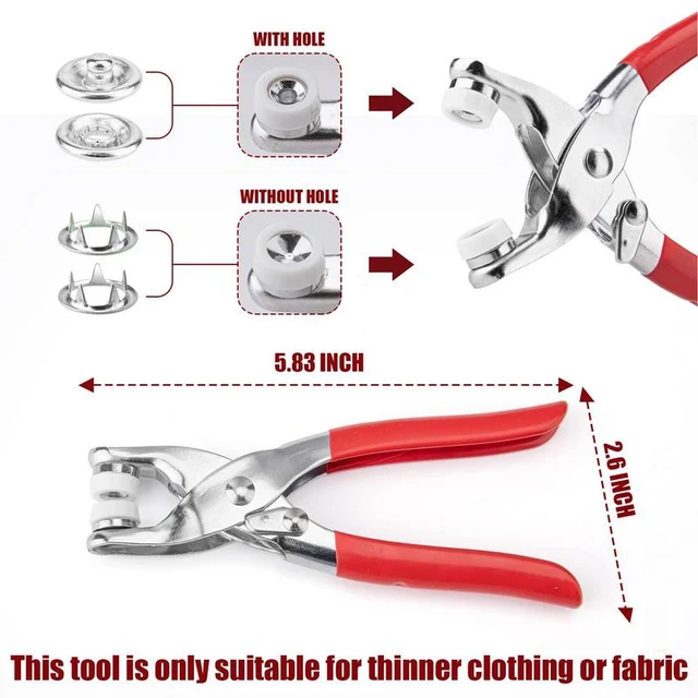 Sewing Snaps Fasteners Kit with Press Pliers Installment Tool, Heavy-Duty  Snap Pliers Sets with 4 Size Plastic Metal No-Sew Snap Buttons for Sewing