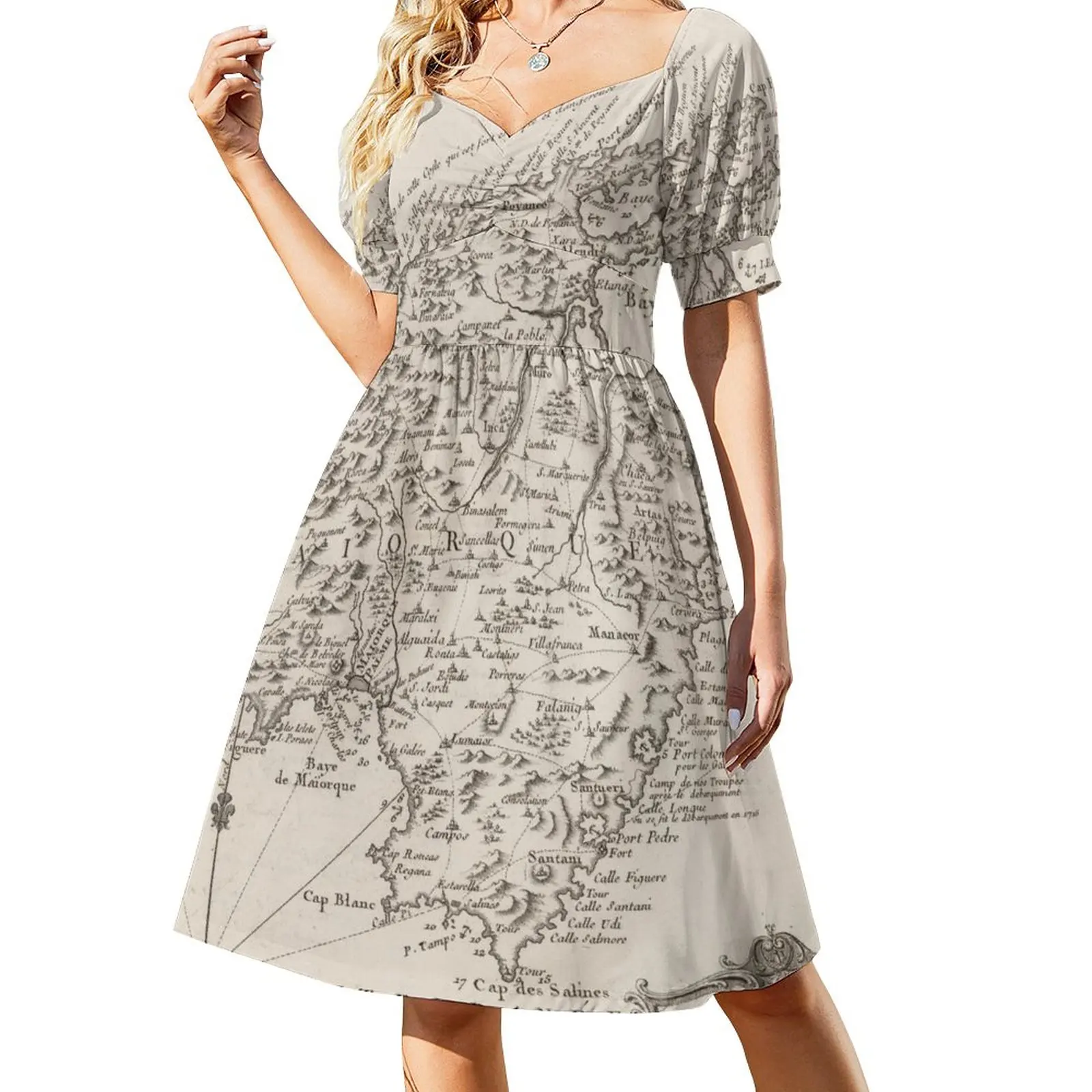 

Винтажное платье без рукавов с изображением карты Испании (1764), летнее платье, платье для выпускного вечера