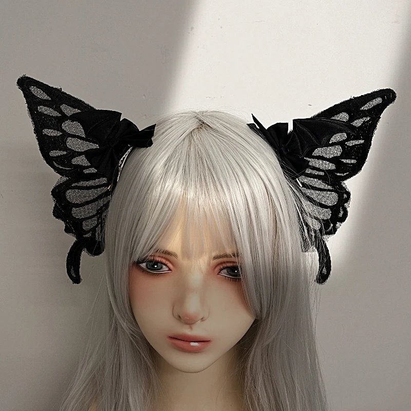 Gothic Cosplay Schwarzer Schmetterling Haarspange Goth Haarspangen Fledermausflügel Haarspange Teufelsflügel Haarspange – Detail 1
