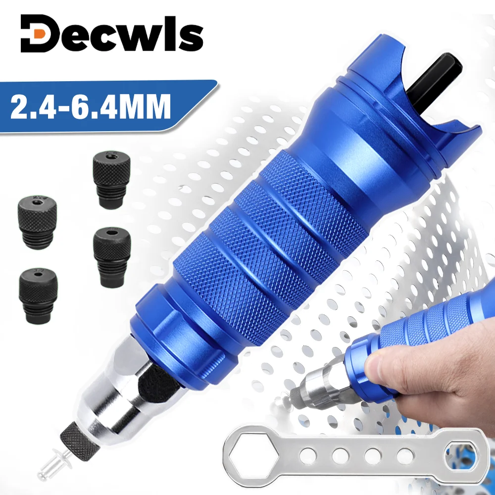 Pull Rivet Gun 2.4mm 3.2mm 4.0mm 4.8mm 6.4mm Aluminum Alloy Rivet Gun Electric Gun Converter Home Cordless Riveting Tool