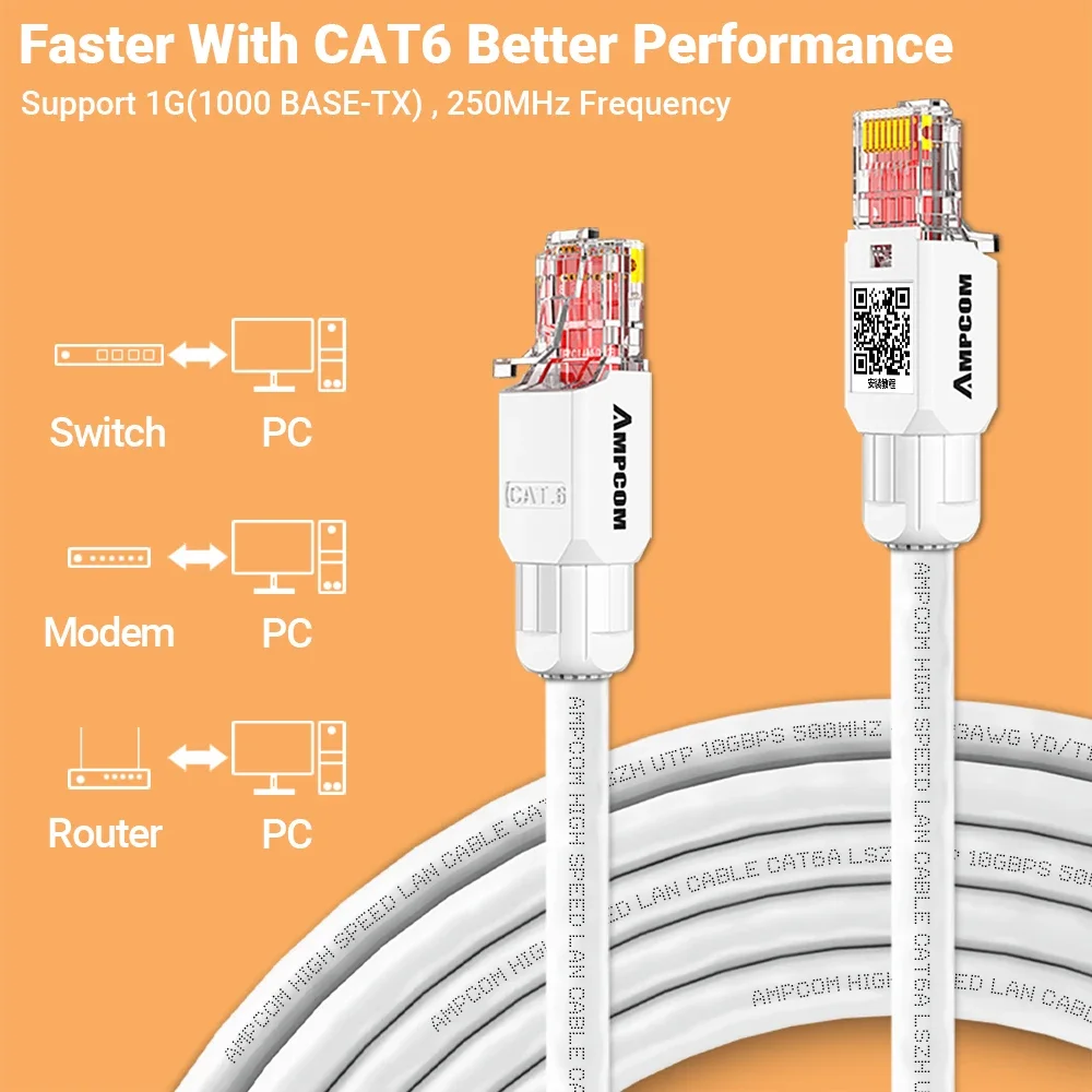 AMPCOM RJ45 Connector Tool Free CAT6A CAT6 10Gbps UTP Field Modular Plug Tool free Ethernet Reusable Termination Lan Plugs images - 6