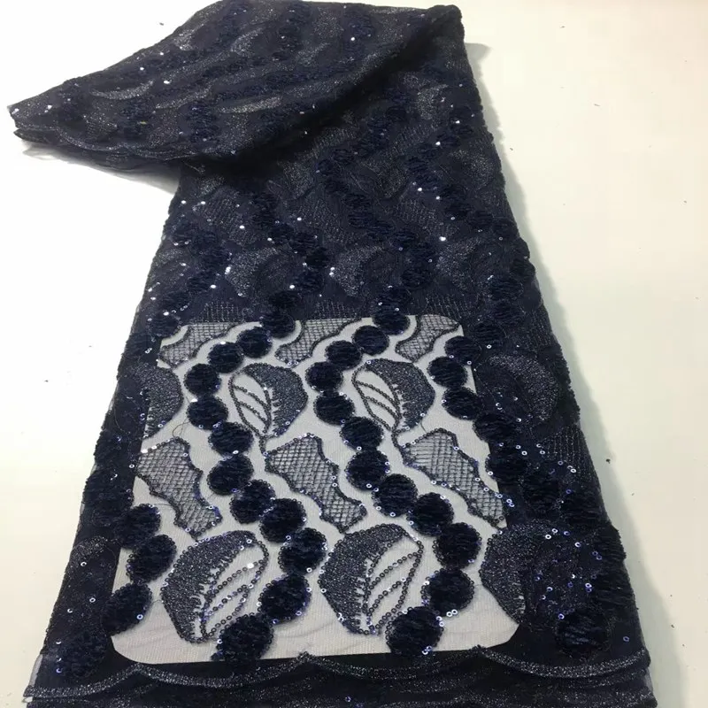 

5 ярдов, нестандартная мягкая бархатная вышитая французская кружевная Красивая нигерийская Тюлевая сетчатая ткань, одежда с блестками