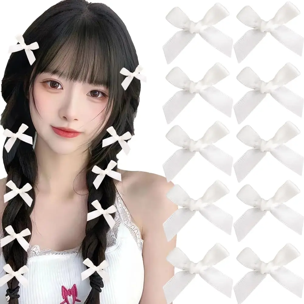 

24pcs White Ribbon Bow Hair Clip Sweet Bowknot Cute Korean Girls Hairpin Fashion Barrettes Lovely Headwear Hair Grip Bobby Pins