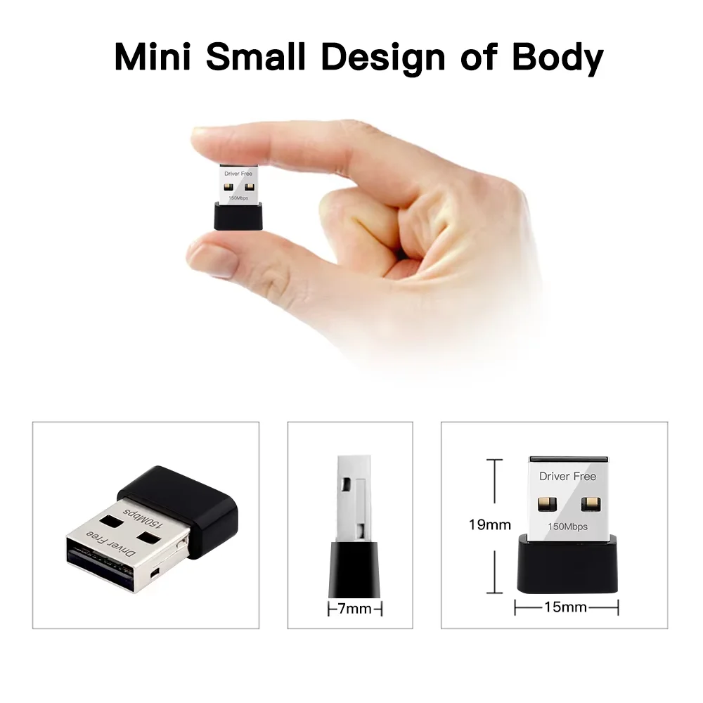 USB WiFi N-150M 무선 어댑터 2.4GHz 네트워크 부스터 Win7/8/10/11 용 PC 노트북 용 USB2.0 드라이버없는 Wlan 수신기 카드