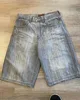 Y2K Skull Beautiful Fashion Embroidered baggy Denim Shorts for men 2024 Summer new Street Fashion Goth vintage Basketball Shorts 3