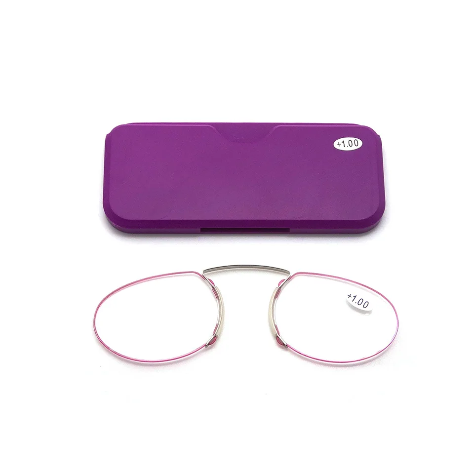 Rimless Foam Nose Clip on Reading Glasses Mini Portable Lazy Glasses Alloy Case Men Women Gafas De Lectura +1 To +3
